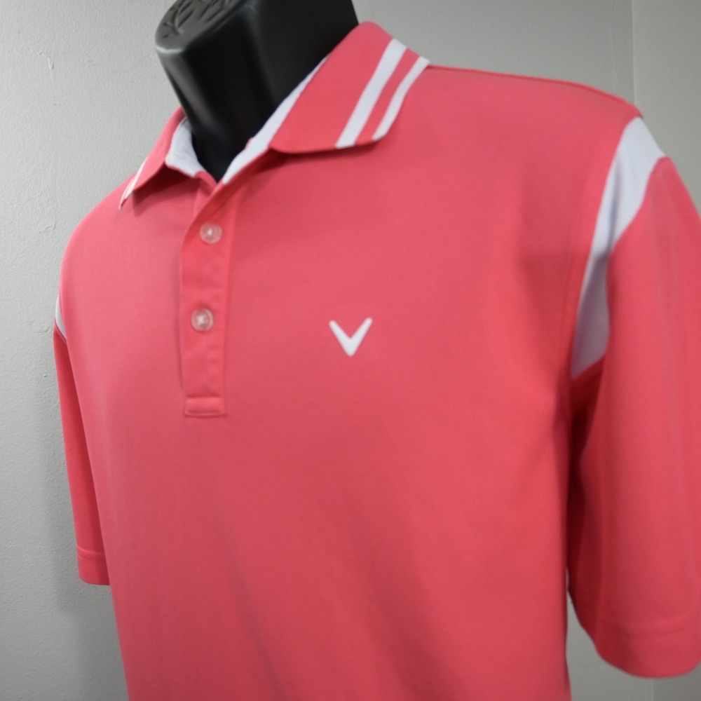 Callaway Golf Polo Pink Performance Wicking Short Sleeve Mens Size LArge